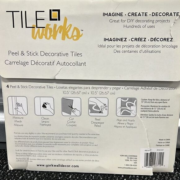 RoomMatesSpanish Tile White & Blue Stick- 4 Sheets, New - Picture 4 of 4